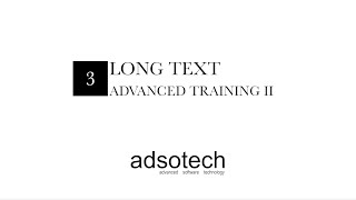 Long Text  Advanced Training II [upl. by Hannahs783]