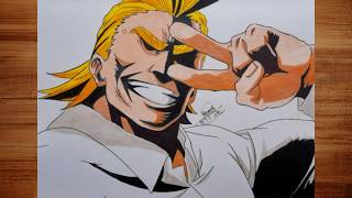 How to draw All Might from My Hero Academia  Easy to draw anime step by step [upl. by Julio]