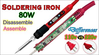 80W Soldering Iron Kit Adjustable Temperature Digital Display  Difference between 110V  220V wd CC [upl. by Annayek]