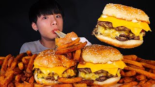 ASMR FIVE GUYS  DOUBLE CHEESEBURGER🍔  CAJUN FRIES🍟 Eating Sound  MAR ASMR [upl. by Rockie911]