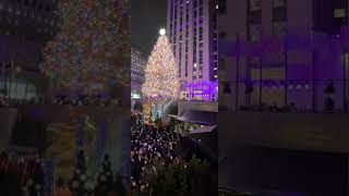 Rockefeller Christmas tree lighting christmas youtubeshorts chritmastree newyork [upl. by Narmis]