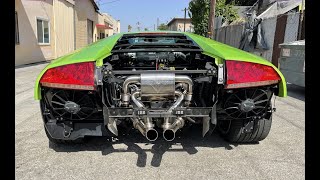 How much power can a Murcielago LP640 w custom GT1 race headers  RWD conversion and intake make [upl. by Etnoved]