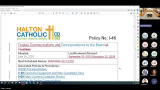 November 12 2024 Policy Meeting of the Halton Catholic District School Board [upl. by Gratt]