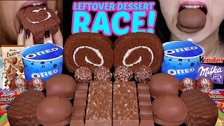 ASMR LEFTOVER DESSERT RACE OREO ICE CREAM CHOCOLATE ROLL CAKE MILKA BIG CHOCOLATE MARSHMALLOWS 먹방 [upl. by Mila]