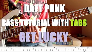 Daft Punk  Get Lucky Bass Tutorial with TABS [upl. by Nicola]