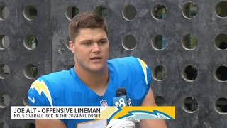 Chargers top draft pick offensive lineman Joe Alt talks about his upcoming first NFL season [upl. by Etteniotna220]