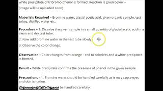 Bromine Water Test for phenol [upl. by Eentroc]