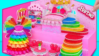 Build Amazing Pink Barbie Castle with Luxury Princess Bedroom Big Gorgeous Dress  DIY Mini House [upl. by Rivers]