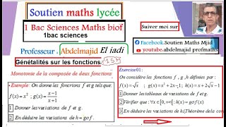 Généralités sur les fonctions 2SPC Monotonie de la composée gofExemple  Exercice01 corrigé2bacSPC [upl. by Brittni8]