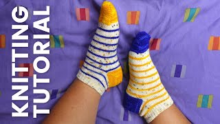 Toe Up Socks on Two Circulars Beginner Friendly Tutorial [upl. by Nidroj39]