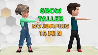 15MIN KIDS WORKOUT TO GROW TALLER  NO JUMPING [upl. by Risay116]