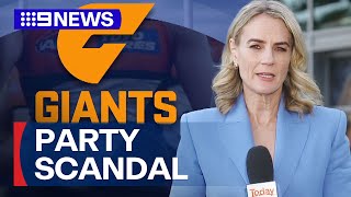 GWS Giants players facing bans after controversial postseason celebrations  9 News Australia [upl. by Airelav]