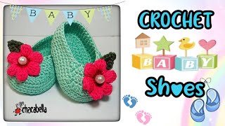 Crochet Baby Shoes ❤️ How to Crochet Baby Shoes 03 Months For Beginners  Crochet Flower Baby Shoes [upl. by Felita]