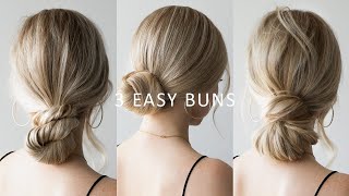 HOW TO 3 EASY Low Bun Hairstyles 💕 Perfect for Prom Weddings Work [upl. by Notniuqal650]