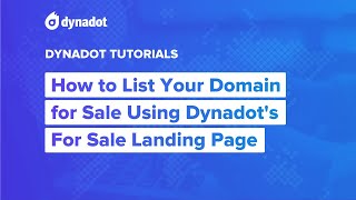 How to List Your Domain For Sale Using Dynadots For Sale Landing Page [upl. by Hadlee]