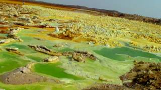 Dallol volcano in the Danakil desert Great Rift Valley Ethiopia [upl. by Nellaf]