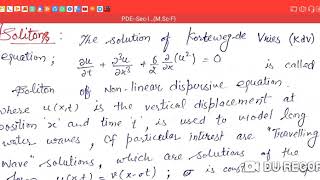 Lec37 PGSoliton or Travelling wave solution of Kortewegde Vries Equation [upl. by Tade]