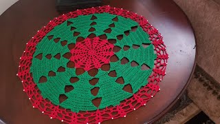 Crochet Christmas Tree Doily Part 1مفرش شجرة عيد الميلاد المجيد [upl. by Drofnas]