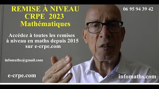 CRPE 2023 REMISE À NIVEAU 2022 EN MATHÉMATIQUES [upl. by Andri633]