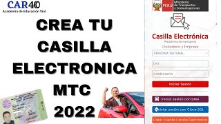 Como crear una casilla electrónica del MTC 2022  Ministerio de trasportes y comunicaciones [upl. by Schargel555]