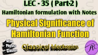 II Physical Significance of Hamiltonian Function II [upl. by Allemaj]