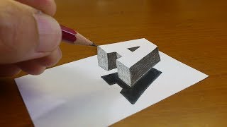 Very Easy How To Drawing 3D Floating Letter quotAquot 2  Anamorphic Illusion  3D Trick Art on paper [upl. by Hanforrd]