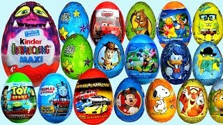 26 Surprise eggs Kinder Maxi Disney Pixar Cars 2 Маша и Медведь Kinder Surprise Toy Story [upl. by Rubia829]