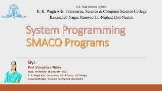 System Programming  SMACO machine and SMACO program with example [upl. by Norha]