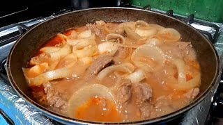 Como hacer bistec encebollado original Nicaraguense [upl. by Elodea]