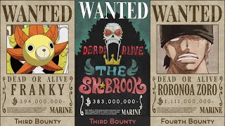 NEW All Strawhat Pirates Bounties From East Blue to Wano [upl. by Willamina416]