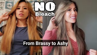 Dye brassy hair to Ash Blonde Ash Brown at home  No Bleach using Loreal Excellence [upl. by Keviv]