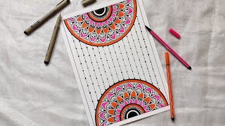 How to Draw Mandala Art  SemiCircle Mandala  How to draw Mandala for Beginners  Easy mandala [upl. by Dena]