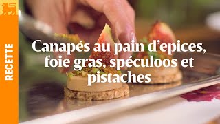 Canapés au pain d’epices foie gras spéculoos et pistaches [upl. by Khoury454]