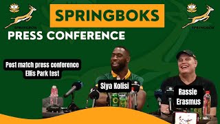 SPRINGBOKS Rassie Erasmus amp Siya Kolisi after epic come from behind win over All Blacks [upl. by Weisman]