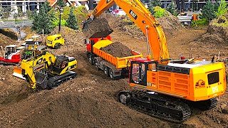 RC Construction Site Vehicles working Remote Control Diggers Trucks Wheel Loader Dozer Excavator [upl. by Jeremiah832]