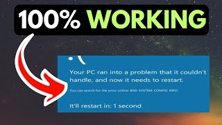 BAD SYSTEM CONFIG INFO Error On Windows 11 FIXED [upl. by Snook26]