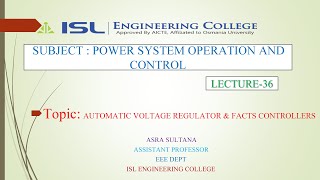 PSOC Lecture 36AUTOMATIC VOLTAGE REGULATOR amp FACTS CONTROLLERS [upl. by Markos23]