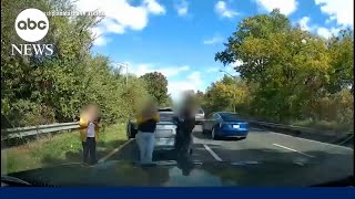 Dashcam captures dangerous alleged car insurance scam [upl. by Bobbette]