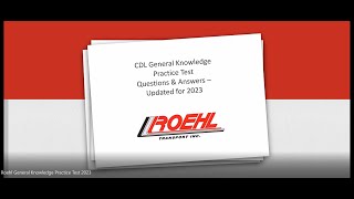 2023 CDL Practice Test Updated  General Knowledge  Questions and Answers [upl. by Noguchi]