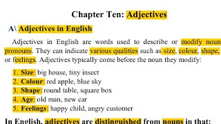 Adjectives in English and Arabic  Exercises  Fourth Year Department of Translation [upl. by Benetta]