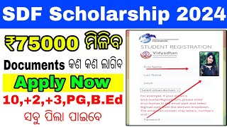 SDF Scholarship Apply Step by Step Process 2024Odisha SDF Scholarship Big Update 2024 75000₹ ମିଳିବ [upl. by Shaffer530]