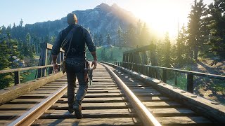 1 Hour Evening Walk Following The Train Tracks  RDR2 [upl. by Artnoed552]