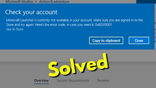 Fix Minecraft Launcher is currently not available in your account Error Code 0x803F8001 [upl. by Aspia]