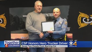 Colorado State Patrol Honors Man For Saving Two People From Burning Car [upl. by Kari]