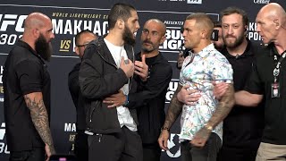 Islam Makhachev vs Dustin Poirier ARGUE at UFC 302 Presser Face Off [upl. by Maisie]