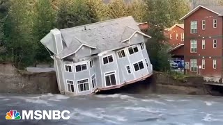 House collapses into river as floods rage from Alaskan glacier [upl. by Lemmuela203]