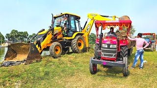 New Mahindra Yuvo Tech Plus 475 Di Tractor Fully Loaded with Mud  JCB 3dx Backhoe  JCB Video [upl. by Harmonie]