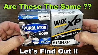 Purolator Boss PBL14476 Oil Filter vs Wix XP 51394XP Oil Filter Cut Open Comparison [upl. by Adyela926]