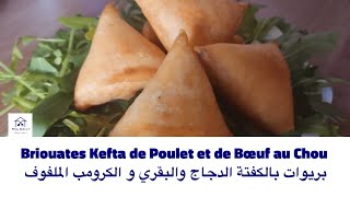 Briouates kefta de poulet et de bœuf au chou  بريوات بالكفتة الدجاج والبقري و الكرومب الملفوف [upl. by Eicul832]