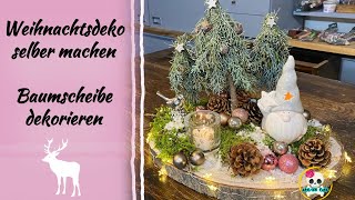 Weihnachtsdeko selber machen  Baumscheibe dekorieren Weihnachten [upl. by Kurman]